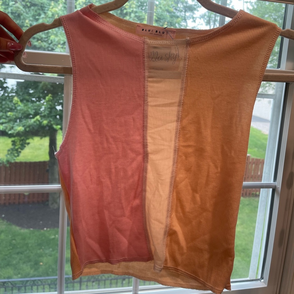 Blue Blush Los Angeles Tri Tone Tank in Pink and Orange